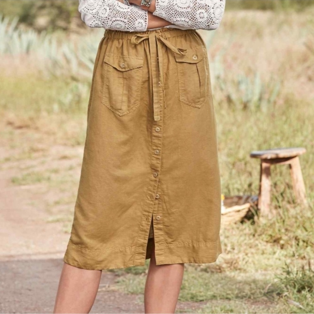 Sundance Khaki Boho Midi Skirt Size XXL